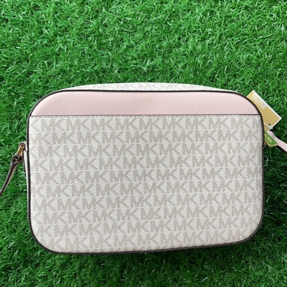 Michael Kors Jet Set Item Large East West Zip Chain Crossbody Powder Blush Multi - Picture 14 of 16